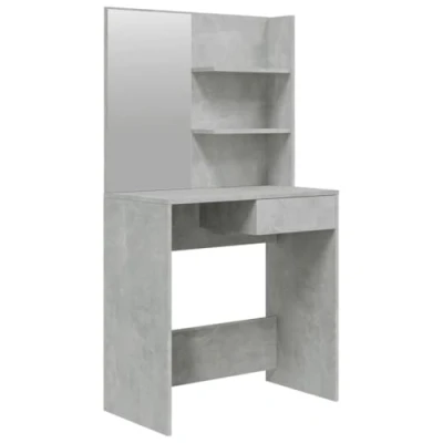 Image of vidaXL Dressing Table with Mirror Bedroom Furniture Makeup Vanity Desk Mirrored Cosmetic Jewellery Storage Drawer Concrete Grey