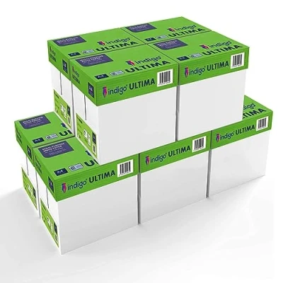 Image of A4 Paper indigo Ultima White Plain Printer Copy Box of 5 Reams 2500 Sheets (70/75 GSM) 10 Boxes