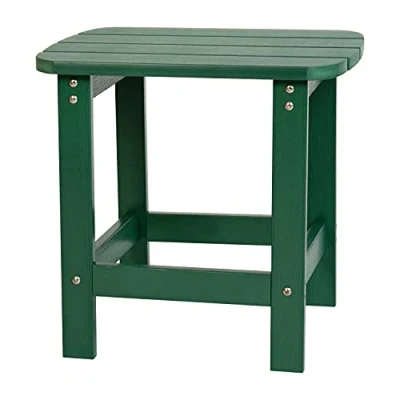 Image of Flash Furniture Charlestown Tiered Commercial Poly Resin Adirondack Side Table Green All Weather Indoor/Outdoor