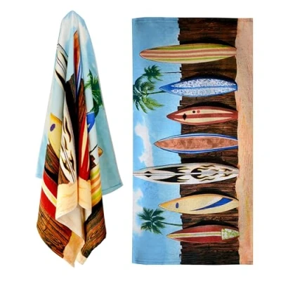 Image of GEEZY Large Microfibre Beach Bath Towel Lightweight Sports Travel Gym Summer Towels (Surfboards)