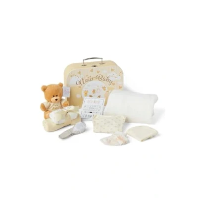 Image of Baby Box Shop Unisex Gifts, Newborn Essentials, Ideal Shower Gifts &amp; Gender Reveal Includes 8 Double Sided Milestone Cards in Cute Beige Hamper
