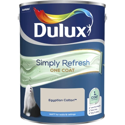 Image of Dulux Simply Refresh One Coat Matt Emulsion Paint Egyptian Cotton 5L