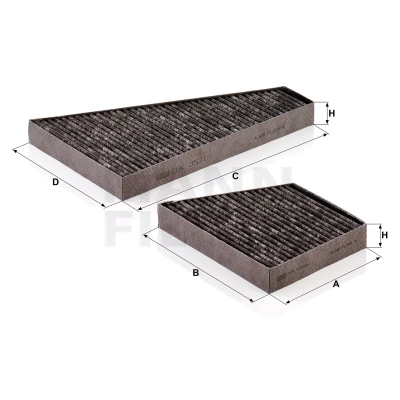 Image of 3D0819644, 3D0898644, 3D1819643, 3D1819644 Pollen Filter MANN CUK 35 000 2 Activated Carbon 172, 345mm 221mm 30mm VOLKSWAGEN: Phaeton