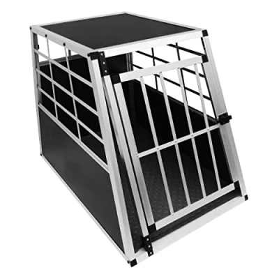 Image of Pet Car Transport Crate Cage Large Aluminium Travel Box Trapezoidal Dog Cat Puppy Carrier Estate Vehicle 1 Door 69 x 65 90cm FREE Plastic Washable Mat