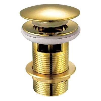 Image of Xcel Home Gold Slotted Click Clack Dome Waste Replacement Basin Brass Pop Up Mushroom Sink Plug Standard G 1 1/4&quot; BSP connection pc (Standard) (Dome)