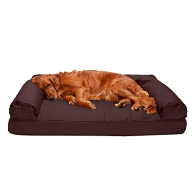 Image of Furhaven XL Orthopedic Dog Bed Quilted Sofa Style w/Removable Washable Cover Coffee, Jumbo (X Large)