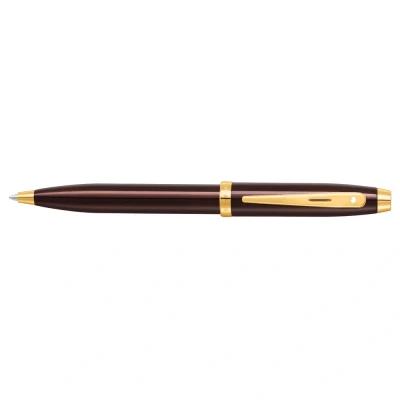 Image of Sheaffer Gift 100 9370 Ballpoint Pen Glossy Coffee Brown with PVD Gold Tone Trim Ball Premium Set