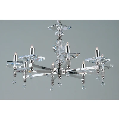 Image of Capri Optic Glass Pans Nickel 8 Arm Chandelier