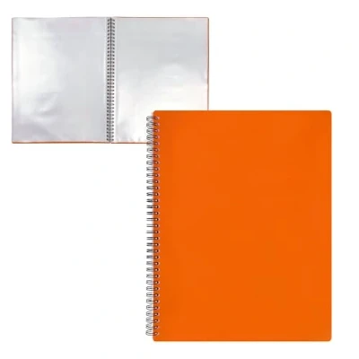 Image of RAYLU PAPER File Folder with Clear A4 Plastic Sleeves and Durable Opaque Polypropylene Cover Document for School Office (20 Pockets, Orange)