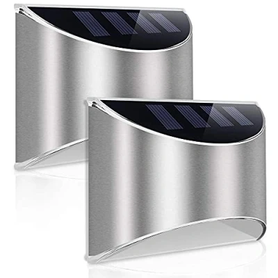 Image of LeiDrail Solar Fence Lights Garden Outdoor LED Powered Wall Light Waterproof for Patio Gate Yard 2 Pack(Cold White)