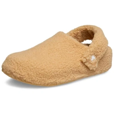 Image of Crocs Classic Cozzzy Unisex Slippers, Size: M3/W4, Wheat Polyester