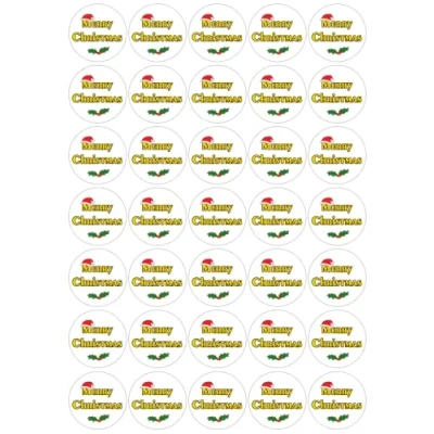 Image of 35 x Pre Cut Merry Christmas Cake, Cupcake Toppers/Decorations Edible Wafer Paper