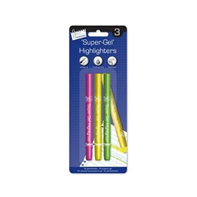 Image of Super Gel Ultra Bright Neon Writing Highlighters Set of 3 Green Pink Yellow