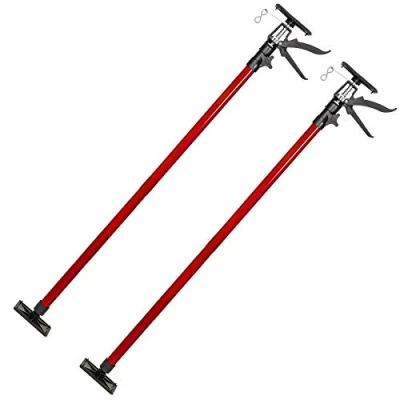 Image of tectake® Plasterboard Prop Set, Telescopic Pole Adjustable 115 290 cm, 30 kg Capacity Ceiling Support, Quick Tension Mechanism, Slip Resistant, Ball Joints, Hand Lifting Jack Extension 2X red