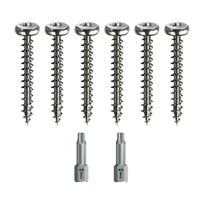 Image of Spax Wood Screw Set, Full Thread + Torx Bit, 6 Sizes: 3 x 20, 30, 4 35, 45, 5 40 mm, A2 Stainless Steel