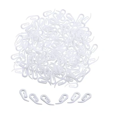 Image of 100 Pcs White Plastic Curtain Hooks 2.8x1.2cm for Door Curtains and Window Shower Curtain.