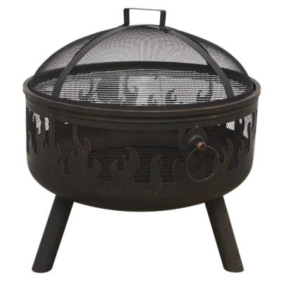 Image of Dellonda Deluxe Firepit Fireplace Outdoor Patio Heater, Cooking Grill &amp; Poker