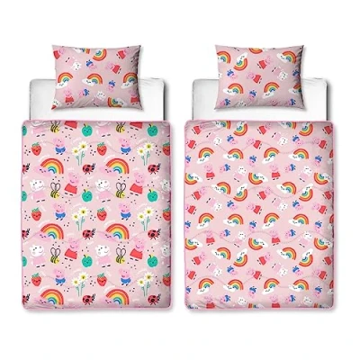 Image of Character World Official Peppa Pig Single Bed Coverless Duvet Bedding Reversible Quilt, Pillow &amp; Pillowcase Washable Perfect For Travelling Sleepovers 4.5 tog