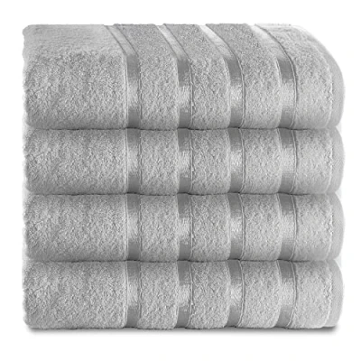 Image of GC GAVENO CAVAILIA 500 GSM Bath Towels Quick Dry Egyptian Cotton Towel Set 4 Pk Highly Absorbent For Bathroom Washable Towels, Silver