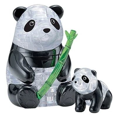 Image of HCM Kinzel 59179 Heart 3D Crystal Puzzle Panda Pair, Grey/Black