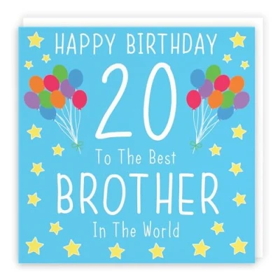 Image of Hunts England Brother 20th Birthday Card Happy 20 To The Best In World Iconic Collection Fun Colourful