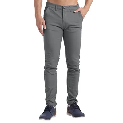 Image of westAce Mens Skinny Stretch Chino Trousers Super Jeans Casual Pants (W38 x L34 (38L), Grey)