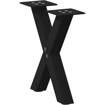 Image of vidaXL coffee table legs/table base 2 pcs steel furniture supports adjustable foot levelers black X shape design 30x(30 31) cm