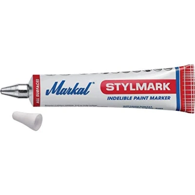 Image of Markal, 96652, Stylmark Indelible Paint Marker 3 mm Steel Ball White