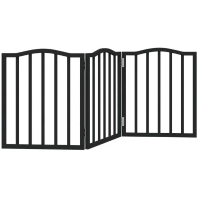 Image of vidaXL Dog Gate Foldable 3 Panels Black 150 cm Poplar Wood