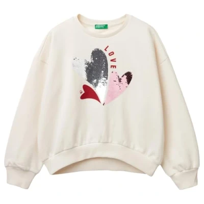 Image of United Colors of Benetton Girls and Girl&#039;s Jersey G/C M/L 3J68C10K0 Hooded Sweatshirt, White, 160 cm