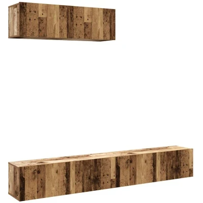 Image of vidaXL wall mounted tv cabinets engineered wood media units old finish 100x30x30 cm modern furniture for living room/lounge/bedroom