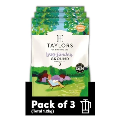 Image of Taylors of Harrogate Lazy Sunday Ground Coffee, 400 g (Pack 3)