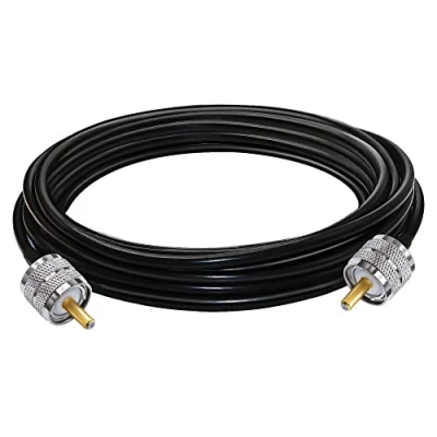 Image of TUOLNK SO239 UHF Male to Extension Cable Low Loss RF Coaxial PL259 Coax RG58 for Two Way Radio/CB Radio/Wireless LAN Devices 16.4ft(5M)