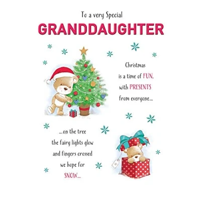 Image of Piccadilly Greetings Cute Christmas Card Granddaughter 9 x 6 inches