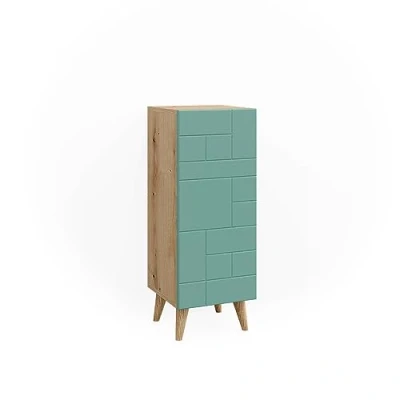 Image of Vicco Midi cabinet Rudi, Mint green/Oak, 30.3 x 80.3 cm with door