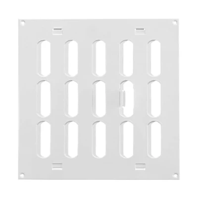 Image of White Metal Air Vent Grille / 200mm x with Adjustable Shutter/Modern Rectangular Flat Louvre Duct Cover