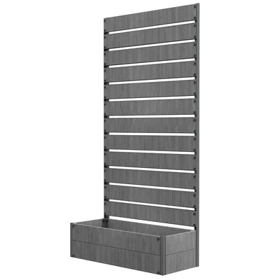 Image of Outsunny Garden Planter with Trellis for Climbing Plants, Vines, Flowers, Freestanding Raised Bed Garden, Outdoor, Patio, Box Drainage Gap, Dark Grey