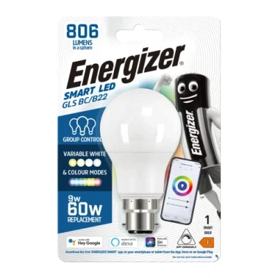 Image of JACS ENERGIZER Smart B22 (BC) GLS 9.2W Colour Changing 806LM