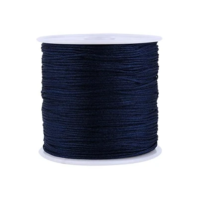 Image of 20 colors 100M x 0.8mm Rattail Satin Nylon Trim Cord Chinese Knot for Necklace Bracelet Beading (Dark Blue)