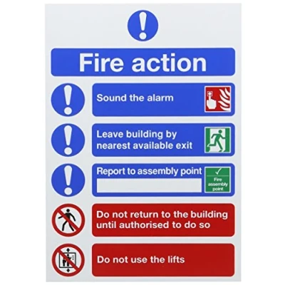 Image of SIGNSLAB FR099A5 Safety Sign &quot;Fire Action&quot;, A5