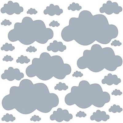Image of PREMYO Set of 30 Cloud Wall Stickers Kids Nursery Decor Easy to Apply Decals for Bedrooms Girls Boys Grey