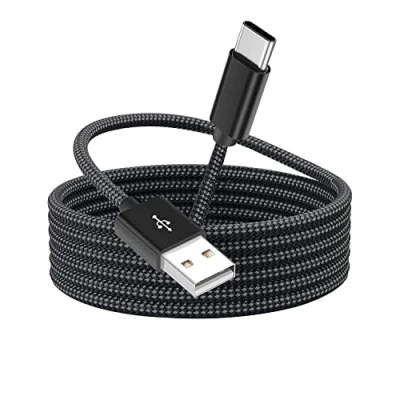 Image of USB C Charger Cable 3M, Fast Charging 10ft PS5 Controller Long Type cable, Nylon Braided Compatible with Samsung S21/ S20/ S10/ S9/ S8, Pixel, Huawei Mobile Cable,Black