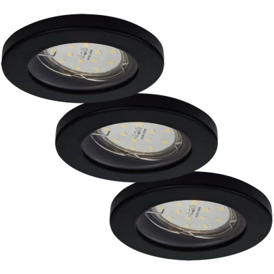Image of ELC Delfan LED bathroom recessed lamps, 3x, black