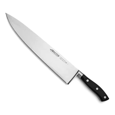 Image of Arcos Forged Chef Knife 12 Inch Stainless Steel, Multi use Professional Cooking for Cutting Meat and Vegetables, Ergonomic Polyoxymethylene Handle 300mm Blade, Series Riviera, Color Black
