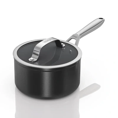 Image of Ninja ZEROSTICK Ceramic Pro 18 cm Saucepan with Glass Lid, Scratch Resistant, Made PTFE Free, All Hob Compatible, Black, CW30218UK