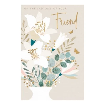 Image of On the Loss of Your Friend Sympathy Card, Floral Design, Made in UK
