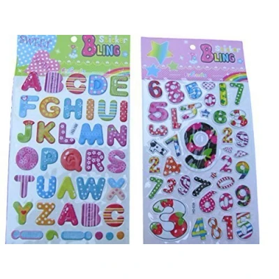 Image of Fat catz copy 2X Sheets Colourful Letters &amp; Numbers Alphabet Puffy 3D Style Decal re usable Stickers for Craft Kids Scrap Books Birthday Cards