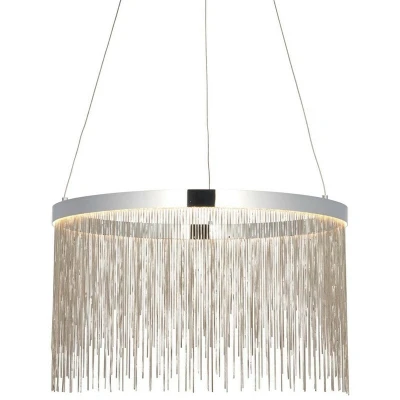 Image of Zelma Cct Remote Control LED Dimmable Pendant Light Fine Silver Chain Waterfall Effect Polished Chrome, Kelvin Temperatue Change