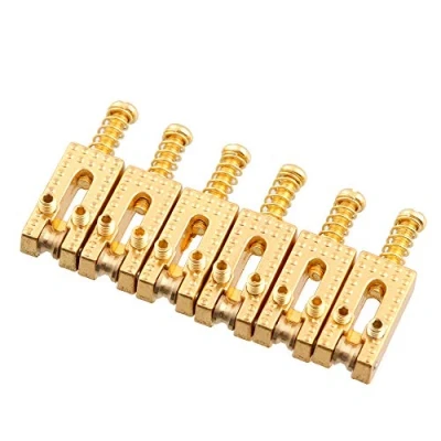 Image of LYWS 6PCS Electric Guitar Roller Saddle Bridge Saddles for Fender Strat Tele (Gold)