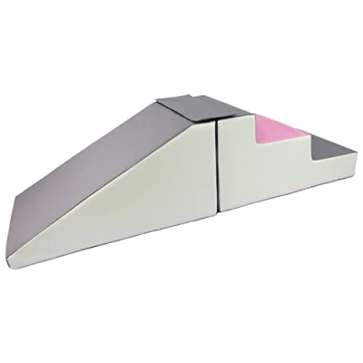 Image of Velinda MIDI slide and stairs, soft play, nursery, toys, fun, outdoor, indoor (COLOUR: white, light pink, grey)